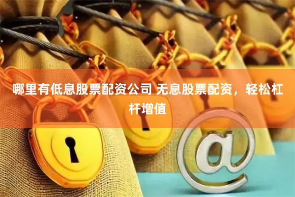 哪里有低息股票配资公司 无息股票配资，轻松杠杆增值